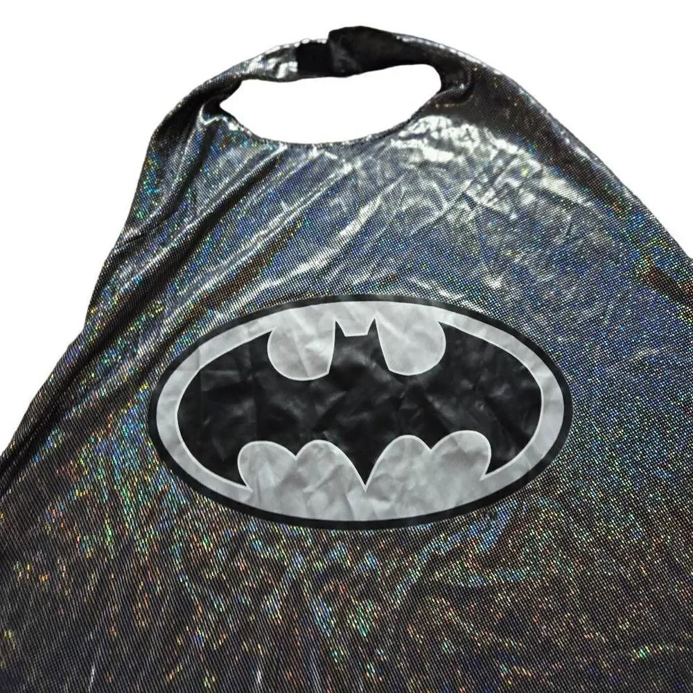 Six Flags BATMAN Cape Costume Cosplay Unisex DC SUPERHERO Silver iridescent